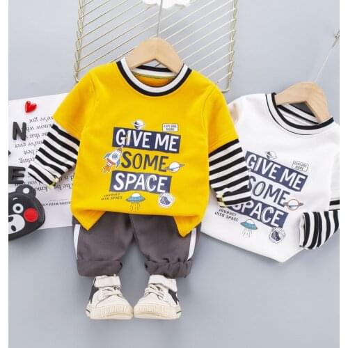 New Spring Autumn Children Casual Clothes Baby Boys Patchwork T Shirt Pants 2Pcs/Sets Kids Infant Clothing Toddler Tracksuits