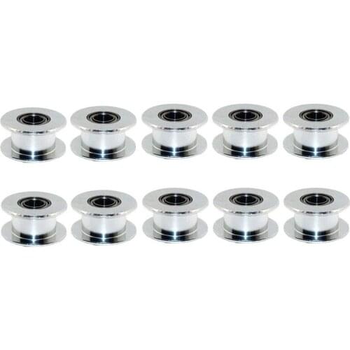 GT2 20 Toothless Bore 5mm Aluminum Timing Belt Idler Pulley For 3D Printer 6mm Width Timing Belt (Pack of 10Pcs)