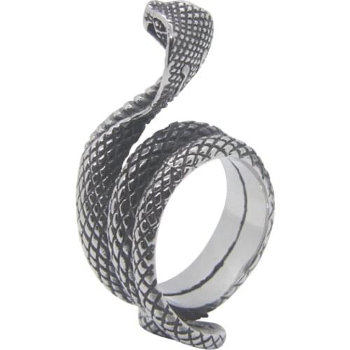 Cobra Snake Ring 316L Stainless Steel Punk Biker Style Jewellery Size 7-13