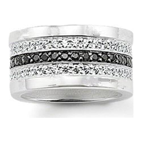 925 Sterling Silver Eternity Ring with White Black Zirconia Paved, Fashion Thomas Style Glam Ring Jewelry Ts Soul Gift for Women