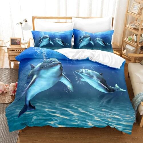 Dolphin Shark Bedding Set Single Twin Full Queen King Size Ocean Fish Bed Set Childrens Kid Bedroom Duvetcover Sets 3D Print 10