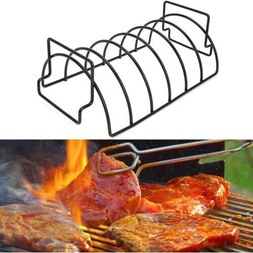 1PC Non-Stick Metal Wire Stand BBQ Grill Steak Holder Roasting Rib Rack Kitchen Utensils Travel Camping Barbecue Tool Accessory