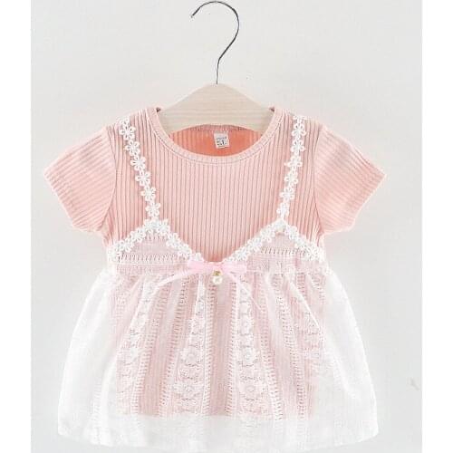 Sweet Lace Top Baby Tee Korean Style T-shirt For Girls Elegance Princess Baby Girl T-shirts Summer Casual Newborn Clothes 0-18M