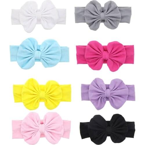 Lovely Handmade Bows Infant Elastic Headband Baby Girls Solid Color Bowknot Hairband Kids Accessories Newborn Photography Props