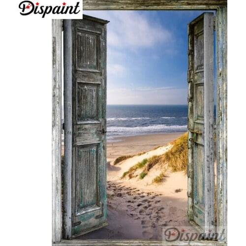 Dispaint Full Square/Round Drill 5D DIY Diamond Painting "Door scenery"3D Embroidery Cross Stitch Home Decor Gift A12067