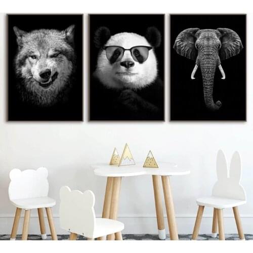 Wall Art Decor Animals Art Dog Elephant Canvas Painting Wall Art Posters Prints Wall Pictures for Living Room Home Wall Cuadros