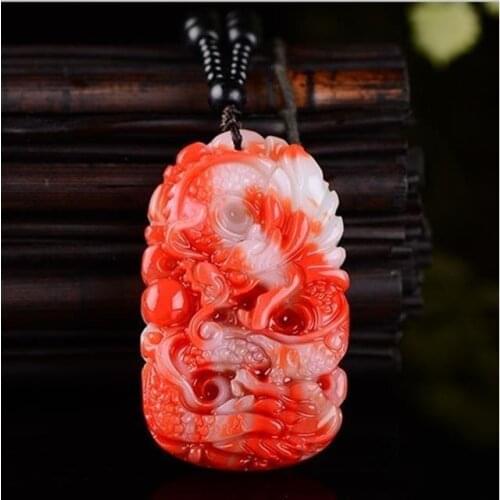 Natural Chicken Blood Jade Dragon Pendant Men Women Certified Red Jades Stone Amulet Gifts For Male Fashion Charms Jewellery
