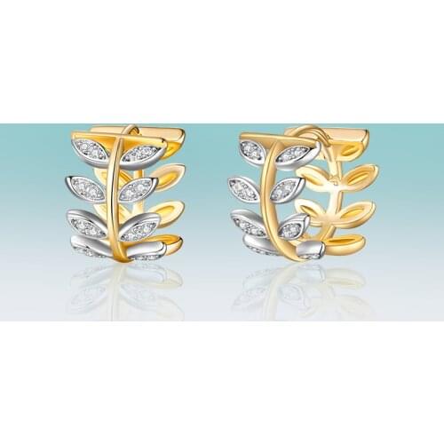 New Fashion Statement Small Gold Circle Leaf Earrings Cubic Zirconia Hoop Earrings for Women Jewelry Delicate Gifts Brincos