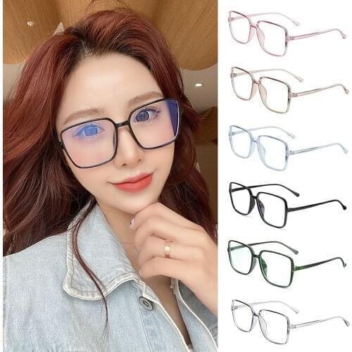 Ladies Anti-Blue Light Glasses for Women Men Vintage Square Big Frame Eye Protection Ultra Light Jelly Color Eyeglasses