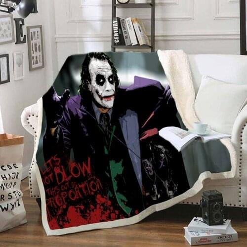 The joker Funny Character Blanket 3D Print Sherpa Blanket on Bed Home Textiles Dreamlike Style 11
