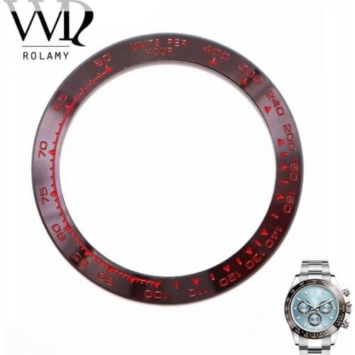 Rolamy Wholesale Replacement High Quality Pure Ceramic Brown With Red Writings 38.6mm Watch Bezel for DAYTONA 116500 - 116520