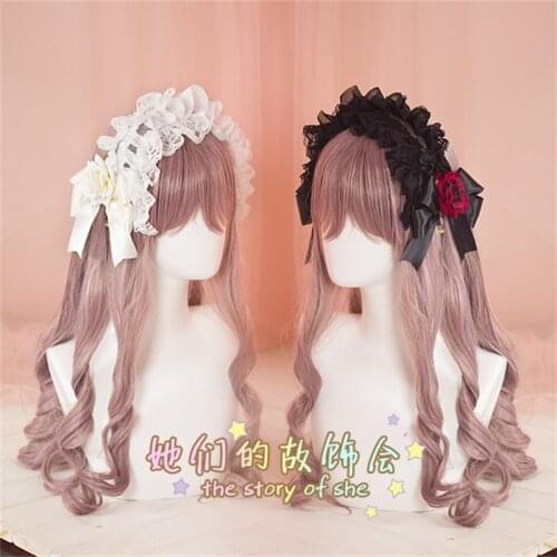 Gothic Lolita Lace Trim KC Hair Band Handwork Womens Bowknot Flowers Hair Accessories Headwear Vintage Japan Headband