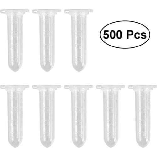 500Pcs Centrifuge Tube Compact Micro Round Sample Supply Bottom 2ml Capacity Can Container With Snap Cap For School