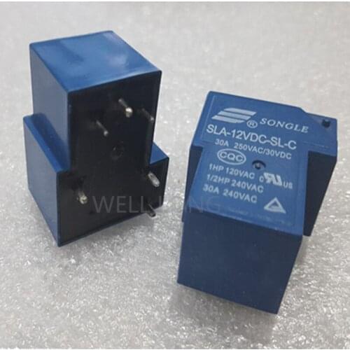 100pcs T90 Coil Relay 12VDC 30A 250VAC 6 pin 1NO 1NC SLA-12VDC-SL-C PCB Type