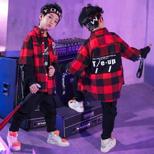 Kid Hip Hop Clothing Jazz Dance Clothes Running Cool Shirt Tops Jogger Pants for Girls Boys Ballroom Dancing Costume Streetwear