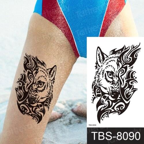 Sexy tattoo for women wolf temporary tattoos sticker wolf dragon owl animals fake black henna tatoo lace waterproof body decal