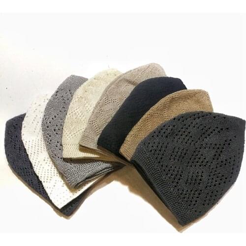 12 pcs Men Muslim Prayer Hats Wholesale Coif Cotton Knitting Hats Mens Skull Cap Muslim Islamic Prayer Hat Head Solid Casual