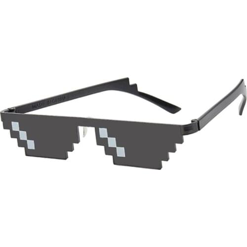 8 Bit Thug Life Sunglasses Women Pixelated Mosaic Sunglasses Female Male Vintage Black Gift Toy Glasses Fashion Party Oculos
