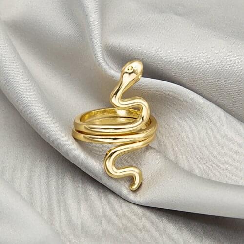 U-Magical Statement Glossy Snake Metal Ring for Women Street Curved Gold Silver Color Open Index Finger Ring Ring Jewelry