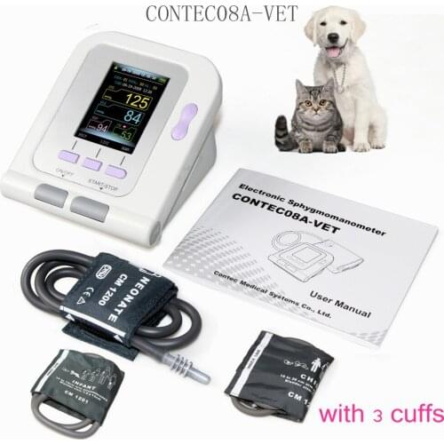 Vet Veterinary OLED digital Blood Pressure & Heart Beat Monitor NIBP CONTEC08A-VET +3 cuffs