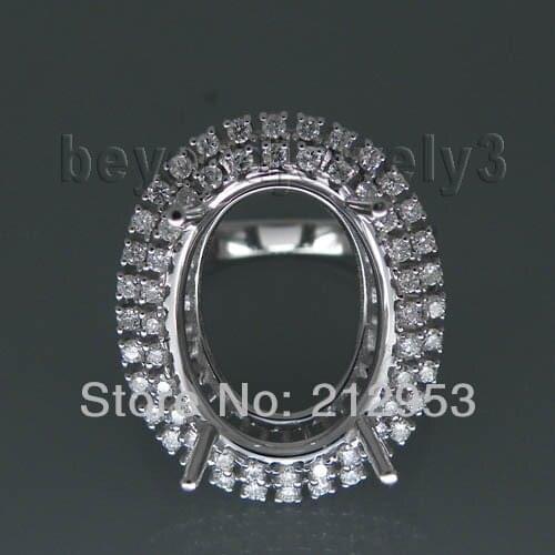 Vintage Oval 12x16mm 18kt White Gold Natural Semi mount Ring SR294B