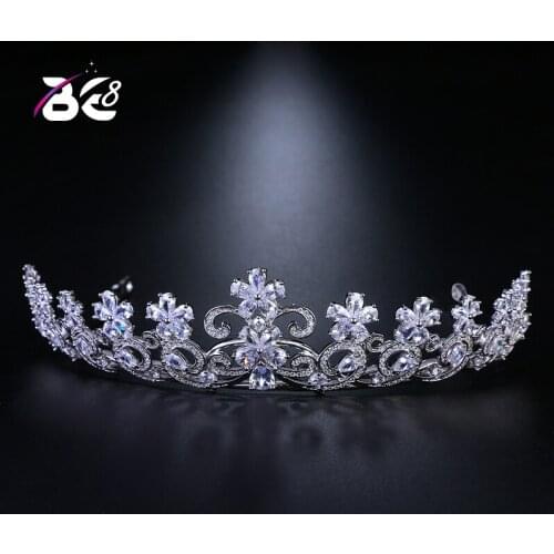 Be 8 Beautiful Flower Women Bride Tiaras Crwon AAA Cubic Zirconia Pageant Hair Accessories Fashion Jewelry H081