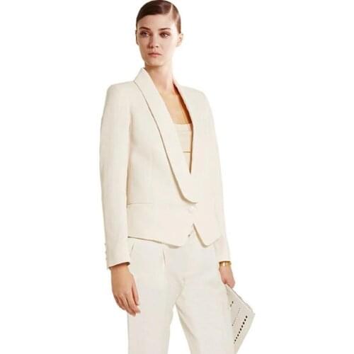 Custom Ivory Trend New Bussiness Formal Elegant Women Suit Set Blazers Pants Office Suits Ladies Pants Suits Trouser Suits