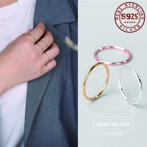 Women Rings Sterling Silver 925 Round Circle Ring Bright Real Solid Silver Ring for Women Classic Bride Wedding Ring Jewelry