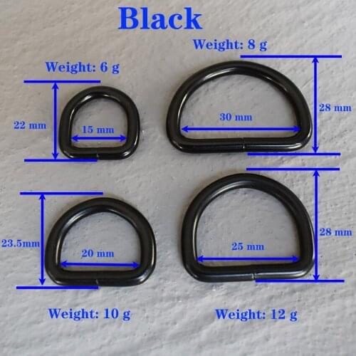 1 Pcs 15/20/25/30mm Black Metal D Ring DIY Mountaineering Bag Dog Collar Leash Belt Sewing Garment Pursestraps Clip Clasp