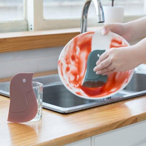 1PC Scraper Cute Cartoon Penguin Shaped Soft Multifunction Squeegee Oil Plate Scraping Kitchen Baking Cleaning Tools