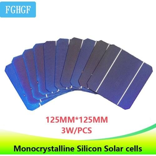 10PCS 125*125 Monocrystalline Silicon Solar Cells 3.0W 0.5V high-efficiency for home DIY use Solar panel cellphone charger