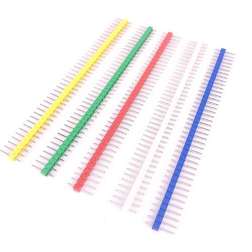 10pcs/lot 2.54mm Green + White + Red + Yellow + Blue Single Row Male 1X40 1*40 Pin Header Strip ROHS CGKCH090