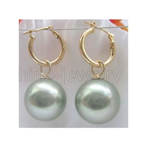 16mm green south sea shell pearl earring- gold filled >Lovely Fine Nobility Ladys Womens Earrings