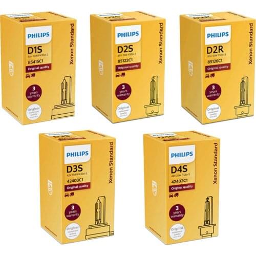 1X Philips HID D1S D2S D2R D3S D4S D5S 35W Xenon Standard 4200K Auto Original Headlight Car Genuine Bulb OEM Replacement Upgrade