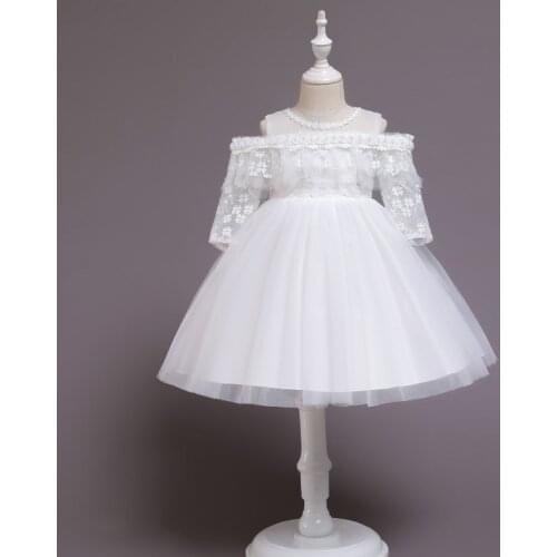 2020 Summer girl dress dress word shoulder princess dress lace flower pettiskirt pink flower girl wedding dress