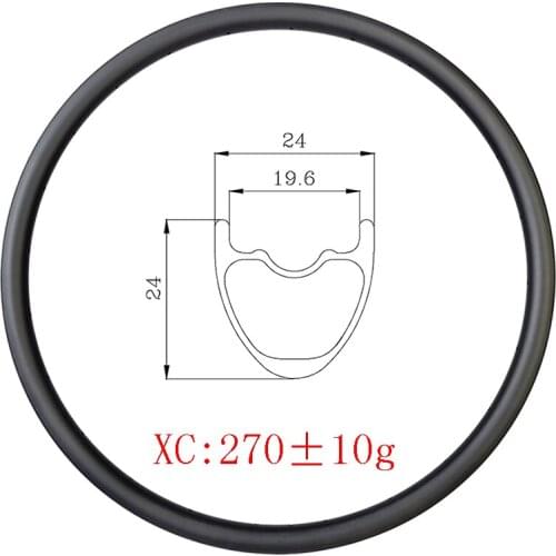 26er MTB XC carbon rim 24mmx24mm Tubeless Clincher tapeless Wheel UD 3K 12K matte glossy 24H 28H 32H Cross Country mountain bike