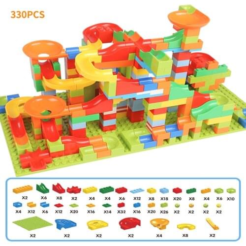 330pcs Mini Size Blocks ABS Funnel Slide Assemble Bricks Sets Marble Race Run Maze Ball Track Building Blocks Children Toys