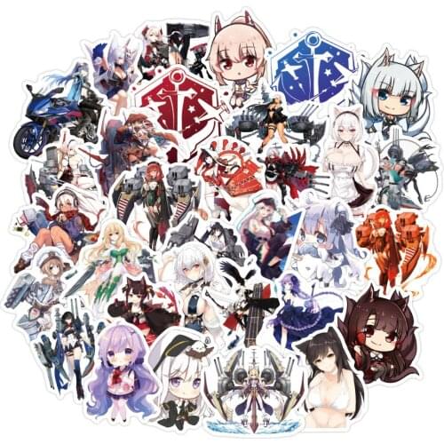 50pcs/set anime Azur Lane Stickers Graffiti Waterproof Stickers DIY Skateboard Travel Luggage Guitar Laptop Decal Stickers