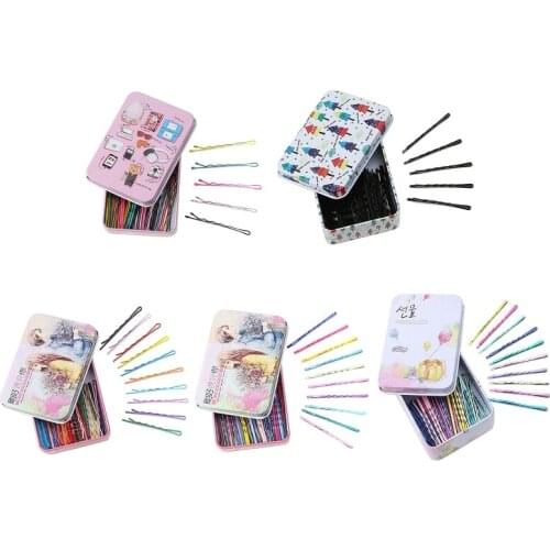 50pcs/box Women Color Alloy Bobby Pins Simple Candy Color Hair Clip Hairpin