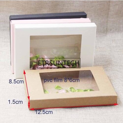 500pcs Multicolor Kraft Paper Gift Package Box With Clear PVC Window Candy Favors Display Packaging Box