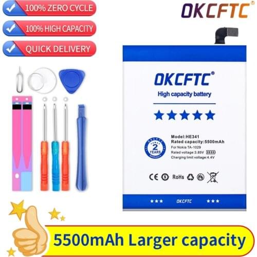 OKCFTC Top Brand 100% New 5300mAh HE341 Battery for Nokia 2.1 TA-1029 TA-1080 Batteries + free gfit