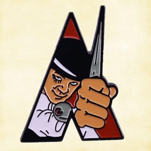 Alex DeLarge Malcolm McDowell Stanley Kubrick Anthony Burgess novel dystopian crime film enamel pin brooch