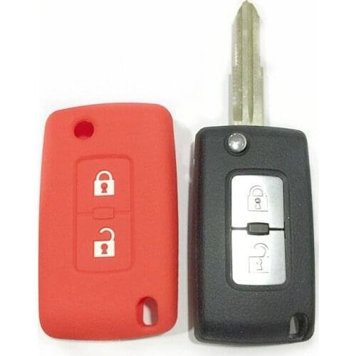 Remote Key Case For Car Styling For Mitsubishi Pajero IV Lancer Outlander 2 Button Folding Key Cover Protector Car Accessories