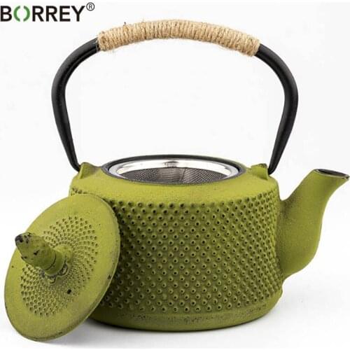 BORREY 850Ml Cast Iron Teapot Kettle With Filter Strainer Japanese Tea Ceremony Metal Teapot Gas Stove Kettle Kung Fu Tea Set