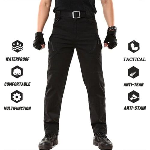 Men Casual Cargo Pants Elastic Outdoor Hiking Trekking Army Tactical Sweatpants Waterproof Military Multi Pocket Trousers