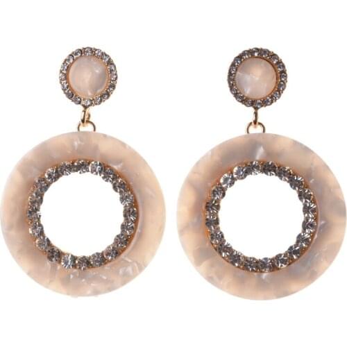 Hot Sale Women Geometric Circle Drop Earrings Bohemia Ethnic Acrylic Charm Jewelry Earrings Wedding Party Gift for Girl