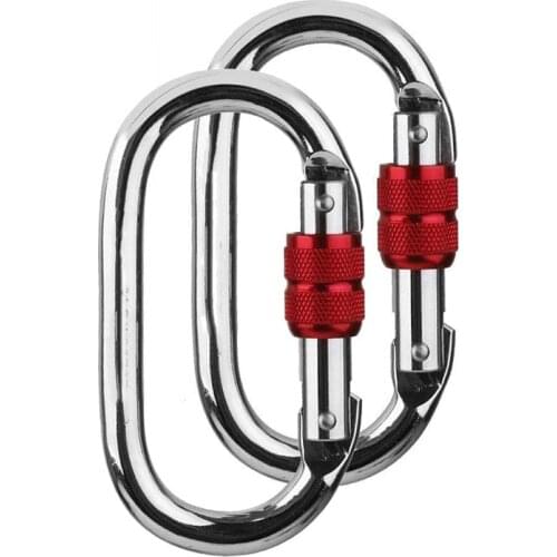 Climbing Carabiner Yoga Hammock Accessories Locking Carabiner Clip 25KN Stainless Steel Rock Climbing Hook with Screwgate