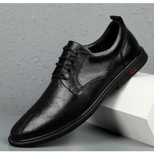 Classic Business Genuine Leather Mens Dress Shoes Fashion Elegant Formal Wedding Footwear Lace-up Fashion Oxford Shoes for Men