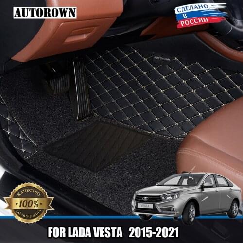 3D Letaher Car Floor Mats For LADA Vesta left steering wheel Waterproof Mat Auto Interior Accessories Custom Floor Mat