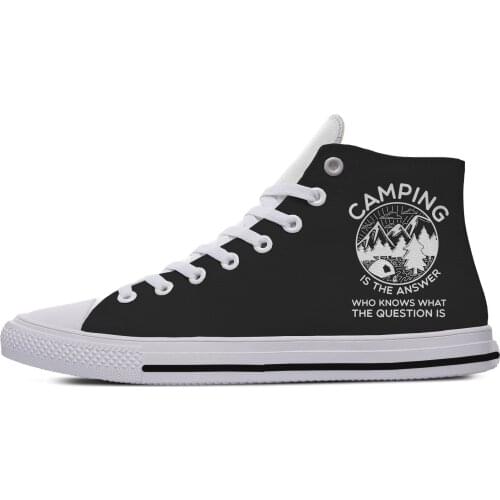 I Hate People Love Camping Novelty Design Harajuku Lightweight High Top Canvas Shoes Men Women Casual Breathable Sneakers